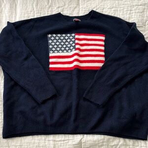 Vince Camuto Navy Sweater with American Flag Design